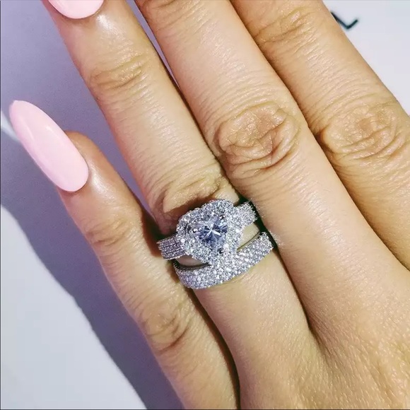 New 925 Silver Romantic Set Diamond Ring - Picture 4 of 5